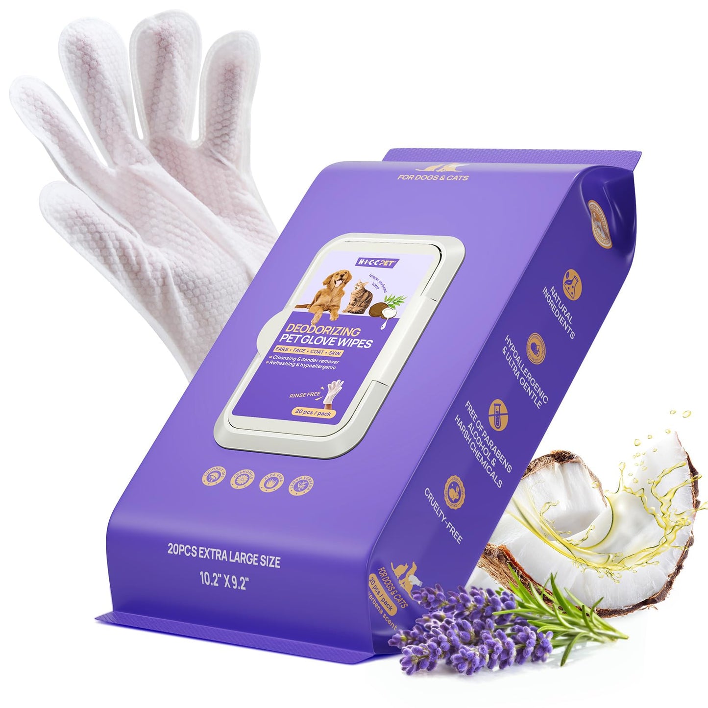 Pet Grooming Glove Wipes for Cleaning & Freshening