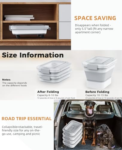 Collapsible Airtight Pet Food Storage Container Set