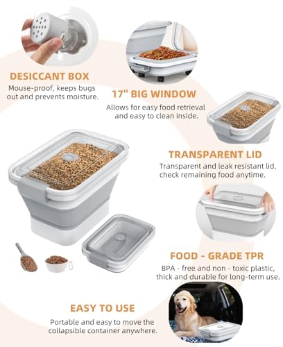 Collapsible Airtight Pet Food Storage Container Set