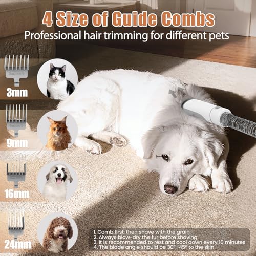 Low Noise Dog Grooming Vacuum Kit with Clipper