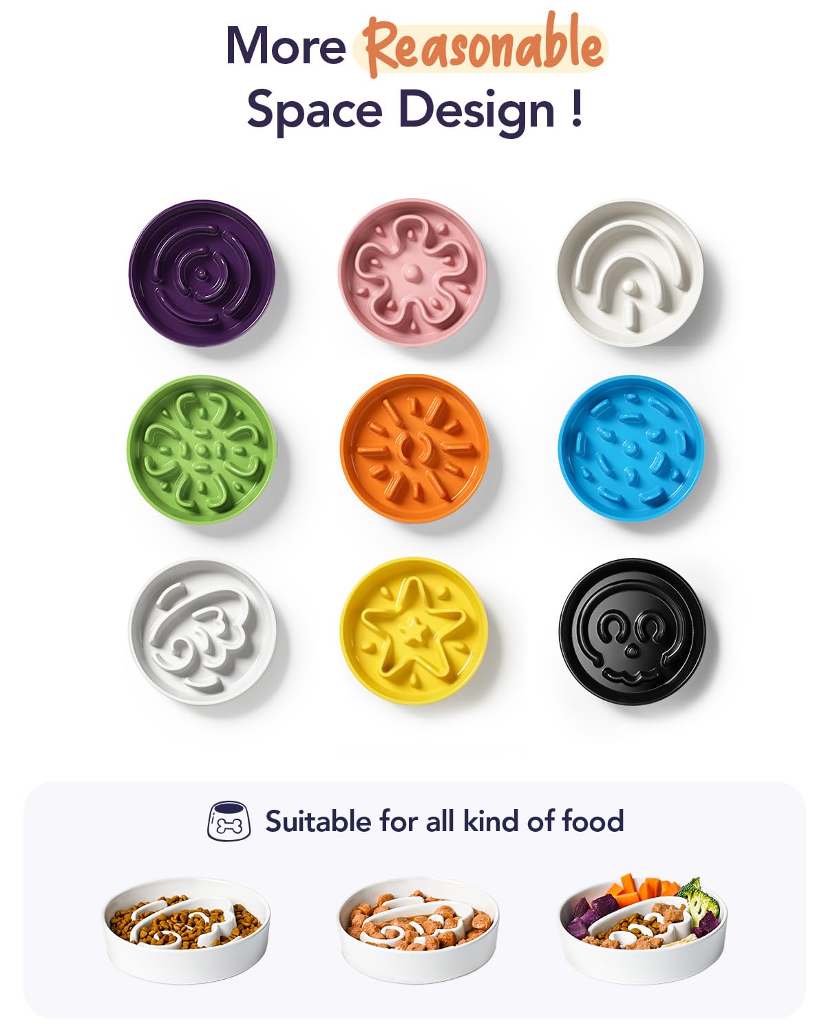 Ceramic Slow Feeder Bowl for Dogs & Small Pets