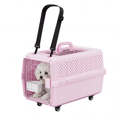 Rolling Hard Sided Pet Carrier with Wheels for Dogs & Cats