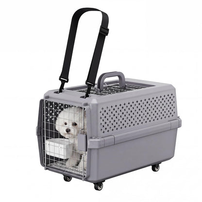 Rolling Hard Sided Pet Carrier with Wheels for Dogs & Cats