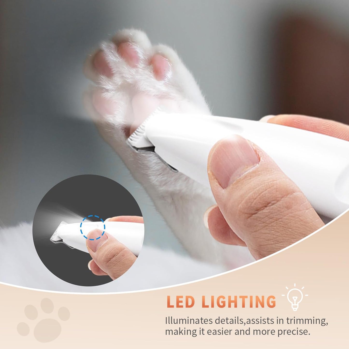 Waterproof Dog Paw Trimmer with LED Light