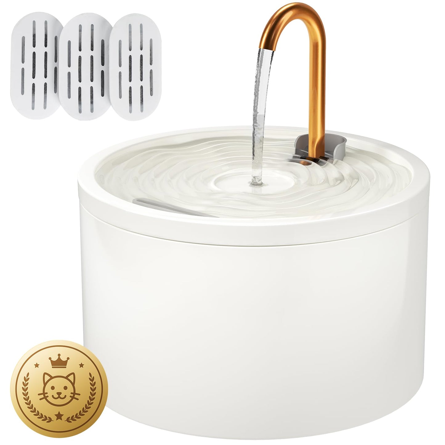Ceramic Pet Water Fountain with Quiet Pump for Cats & Dogs