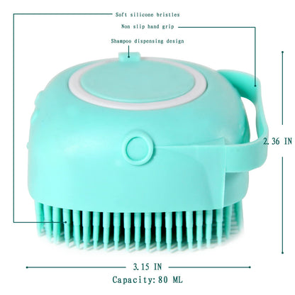 Silicone Pet Bath Brush with Shampoo Dispenser