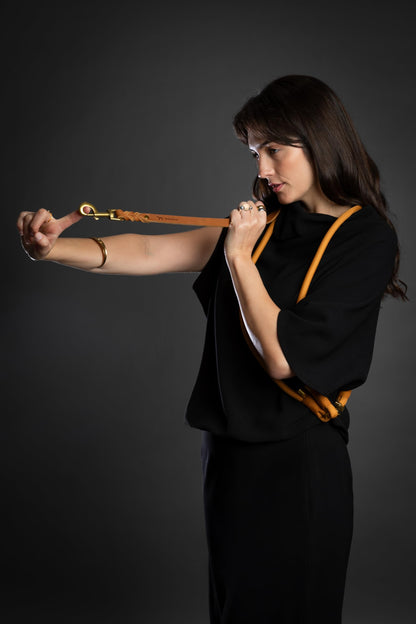 Hands Free Leather Dog Leash for Walking & Training