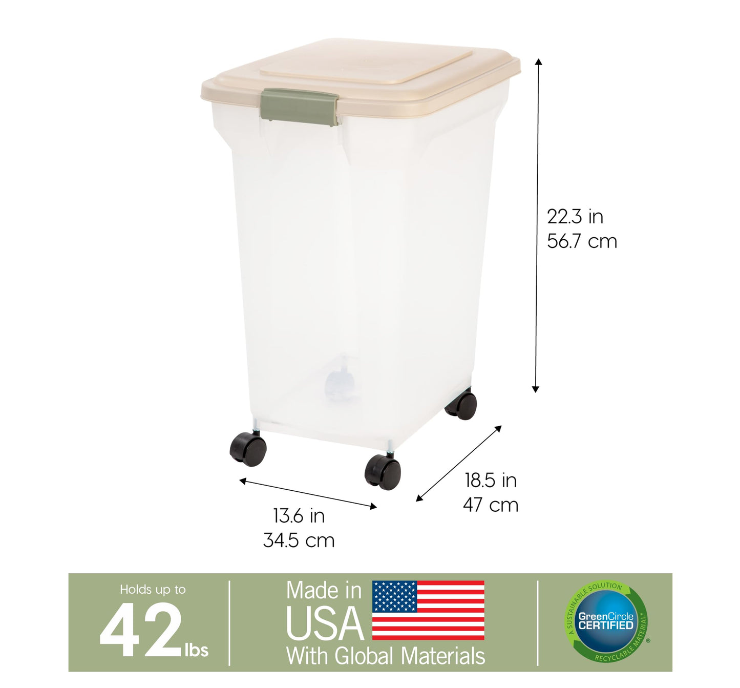 Airtight Pet Food Storage Container with Wheels