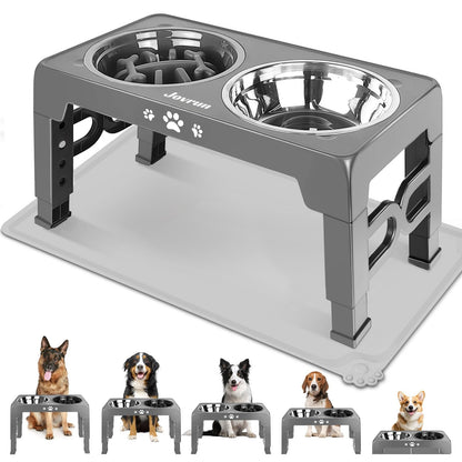 Elevated Adjustable Dog Bowl with Slow Feeder