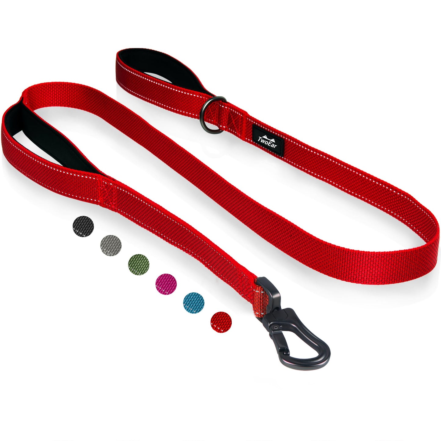 Reflective Dual Handle Dog Leash for Walking Control