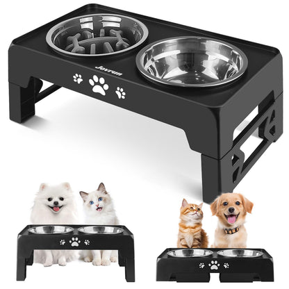 Elevated Adjustable Dog Bowl with Slow Feeder