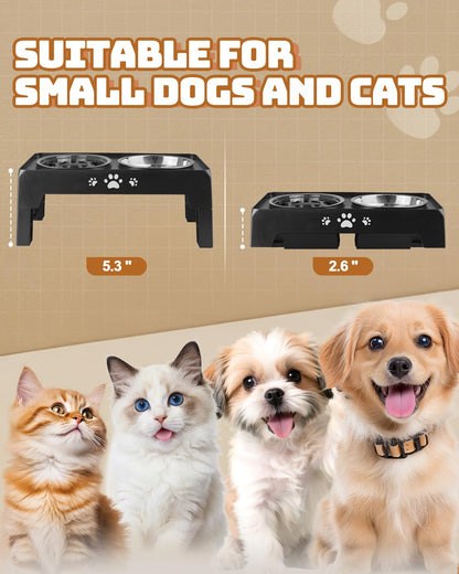 Elevated Adjustable Dog Bowl with Slow Feeder