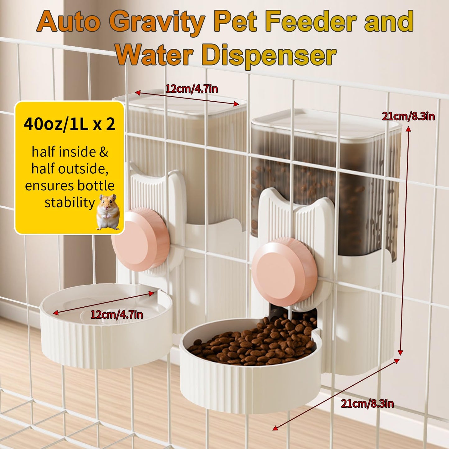 Rabbit Gravity Feeder & Water Dispenser Set for Small Pets