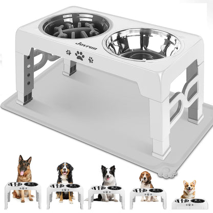 Elevated Adjustable Dog Bowl with Slow Feeder