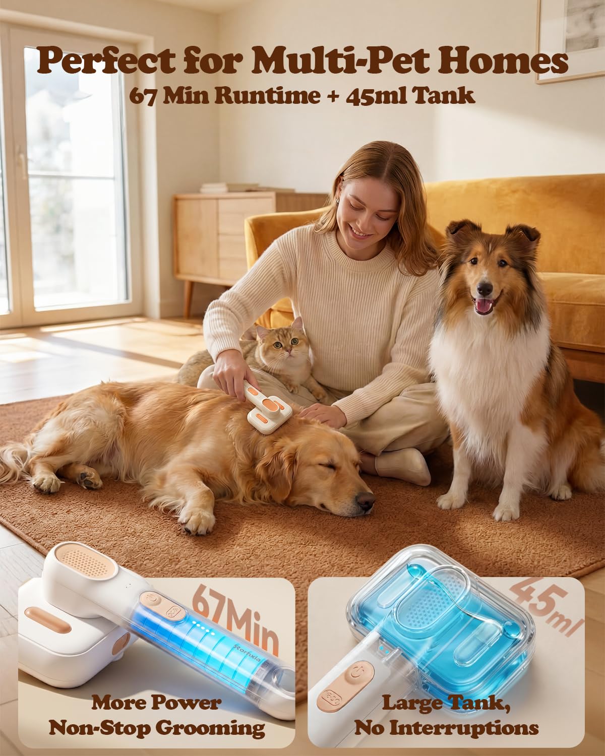 Steam Pet Brush for Shedding and Grooming