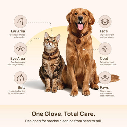 Pet Grooming Glove Wipes for Cleaning & Freshening