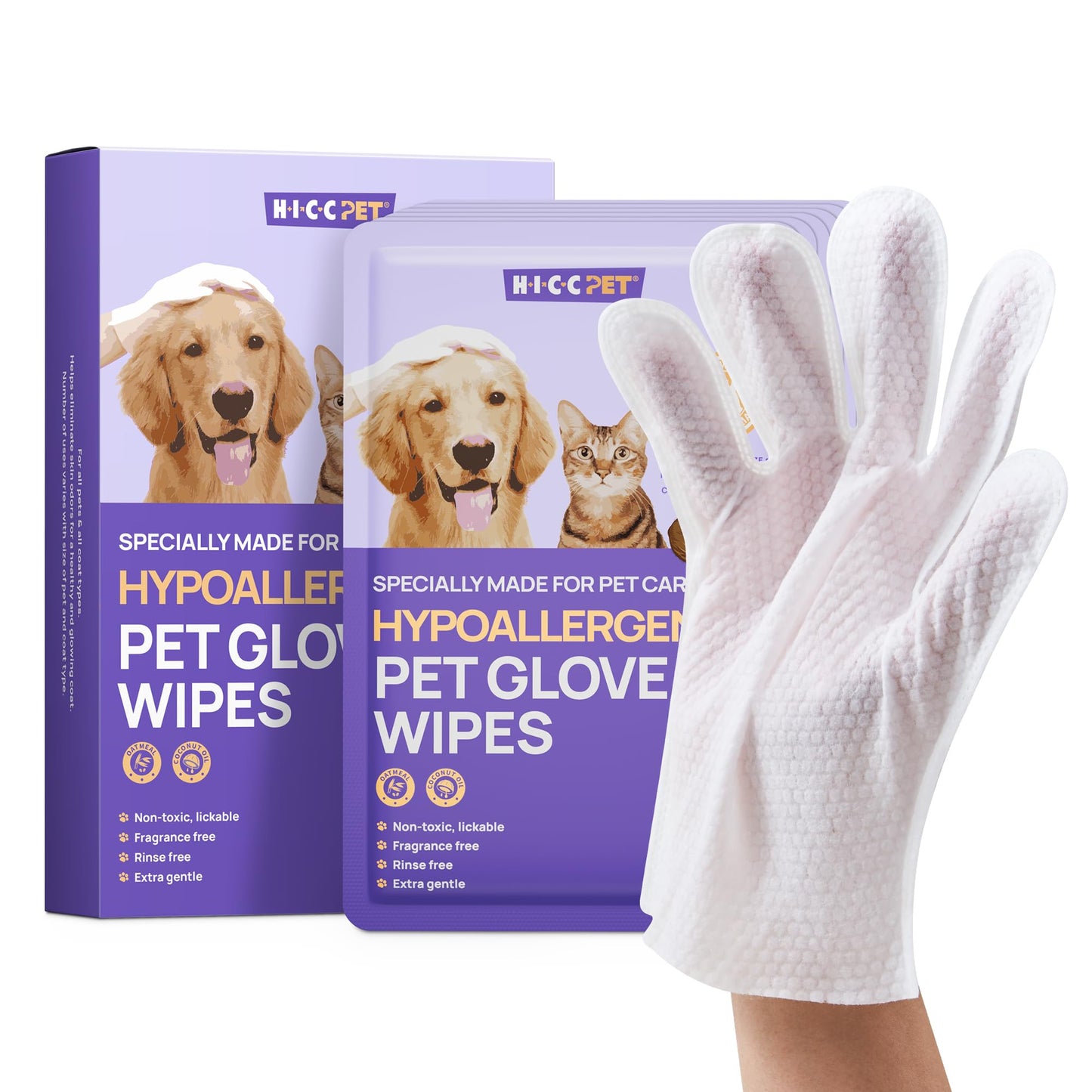 Pet Grooming Glove Wipes for Cleaning & Freshening