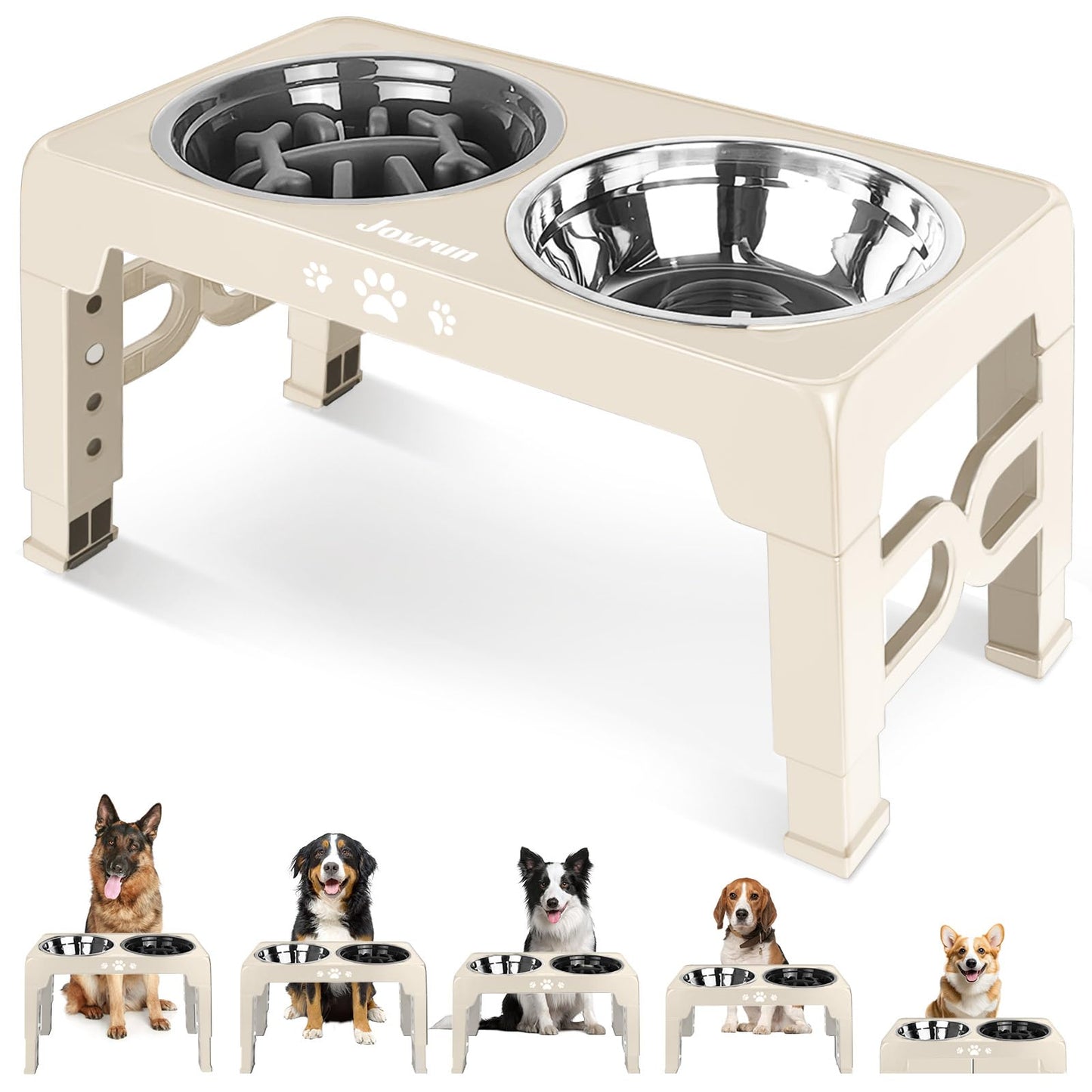 Elevated Adjustable Dog Bowl with Slow Feeder