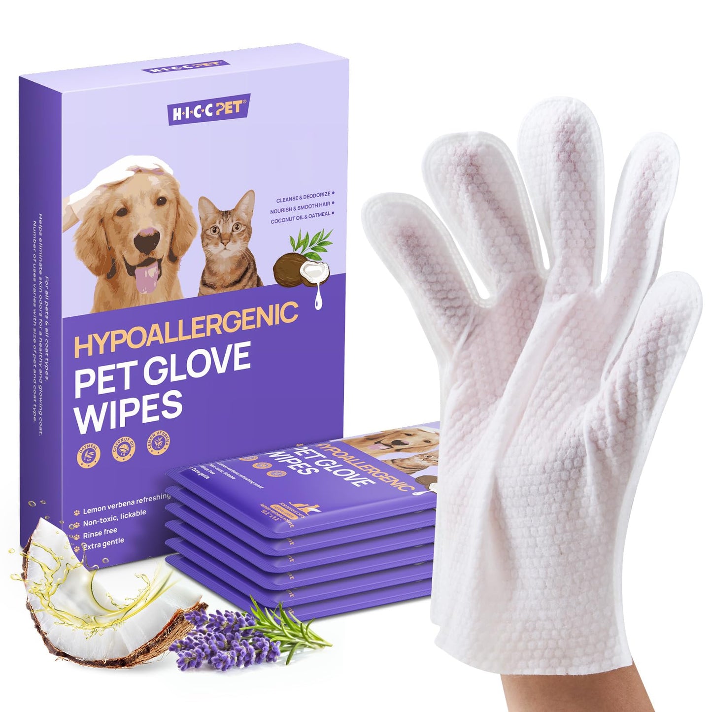 Pet Grooming Glove Wipes for Cleaning & Freshening
