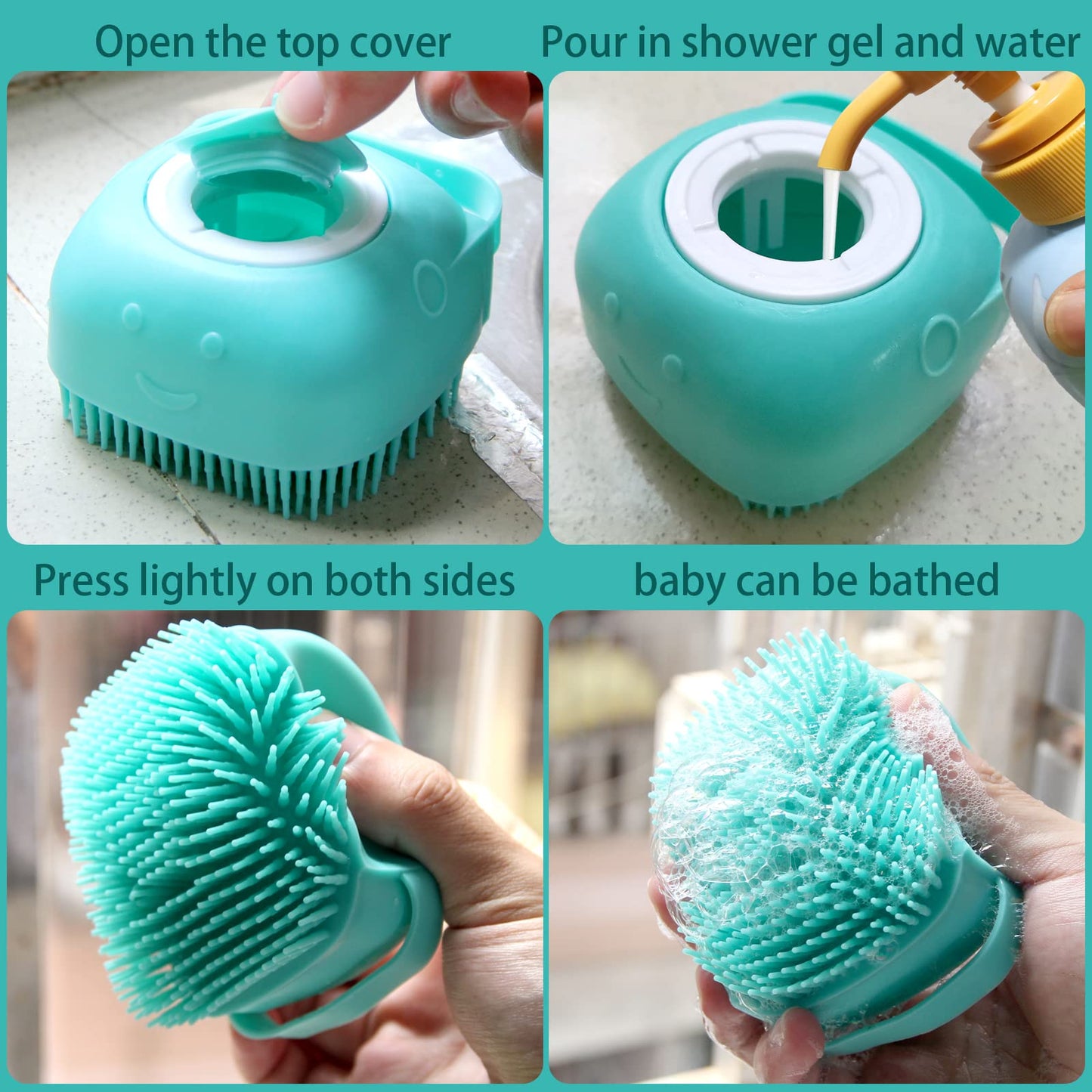 Silicone Pet Bath Brush with Shampoo Dispenser