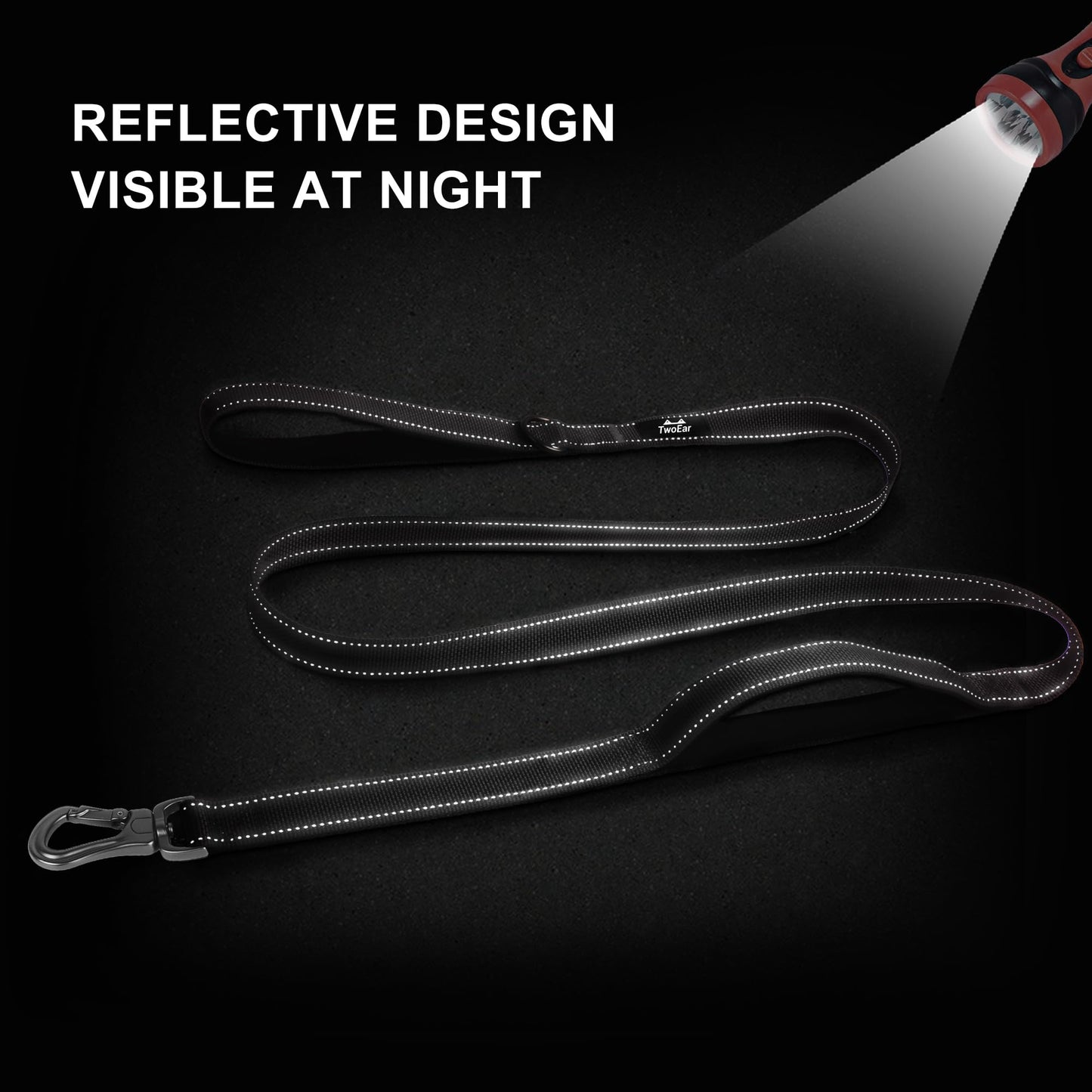 Reflective Dual Handle Dog Leash for Walking Control