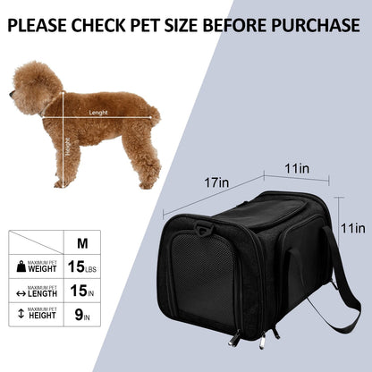 Soft Sided Pet Carrier for Cats & Small Dogs