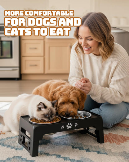 Elevated Adjustable Dog Bowl with Slow Feeder