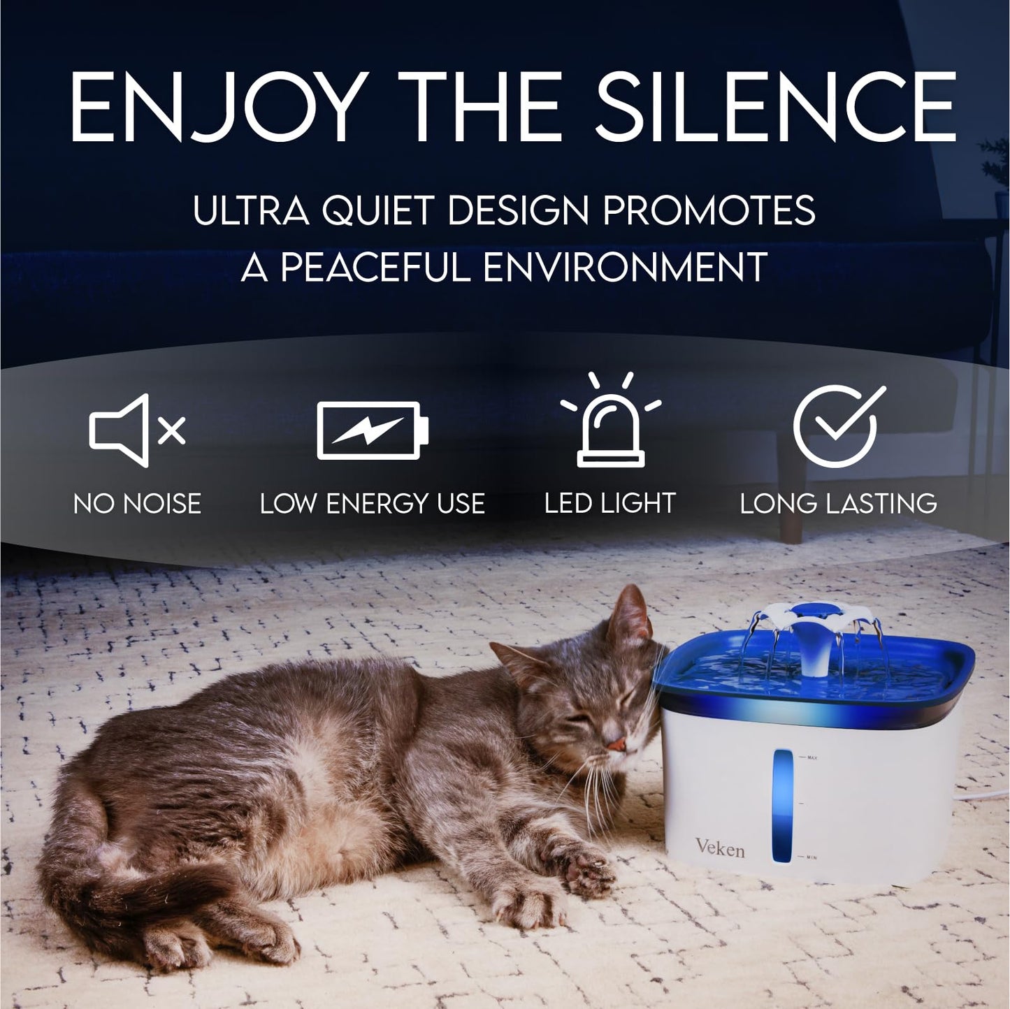 Veken Innovation Award Winner 95oz/2.8L Pet Fountain