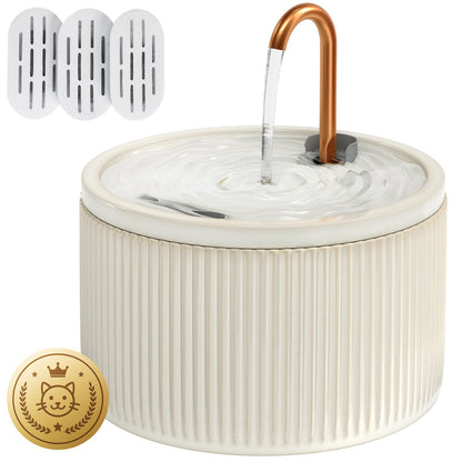 Ceramic Pet Water Fountain with Quiet Pump for Cats & Dogs