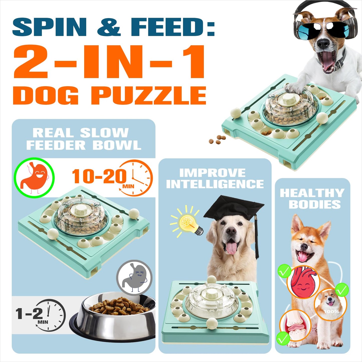 Two Level Rolling Dog Puzzle Feeder Toy