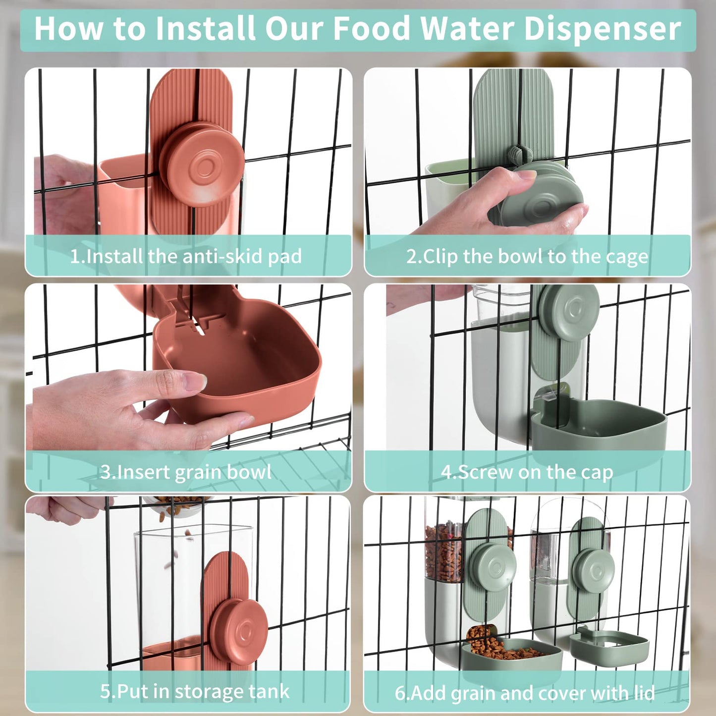 Hanging Gravity Feeder & Water Dispenser Set for Small Pets