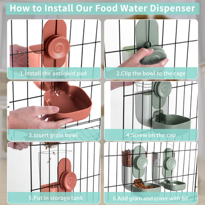 Hanging Gravity Feeder & Water Dispenser Set for Small Pets