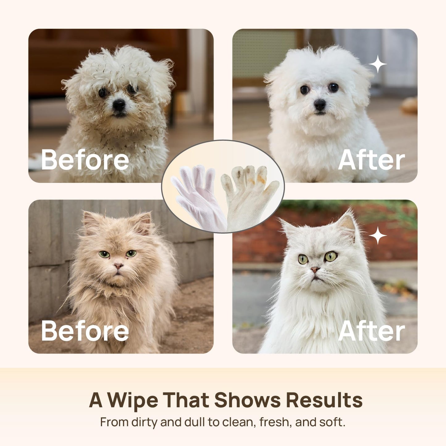 Pet Grooming Glove Wipes for Cleaning & Freshening