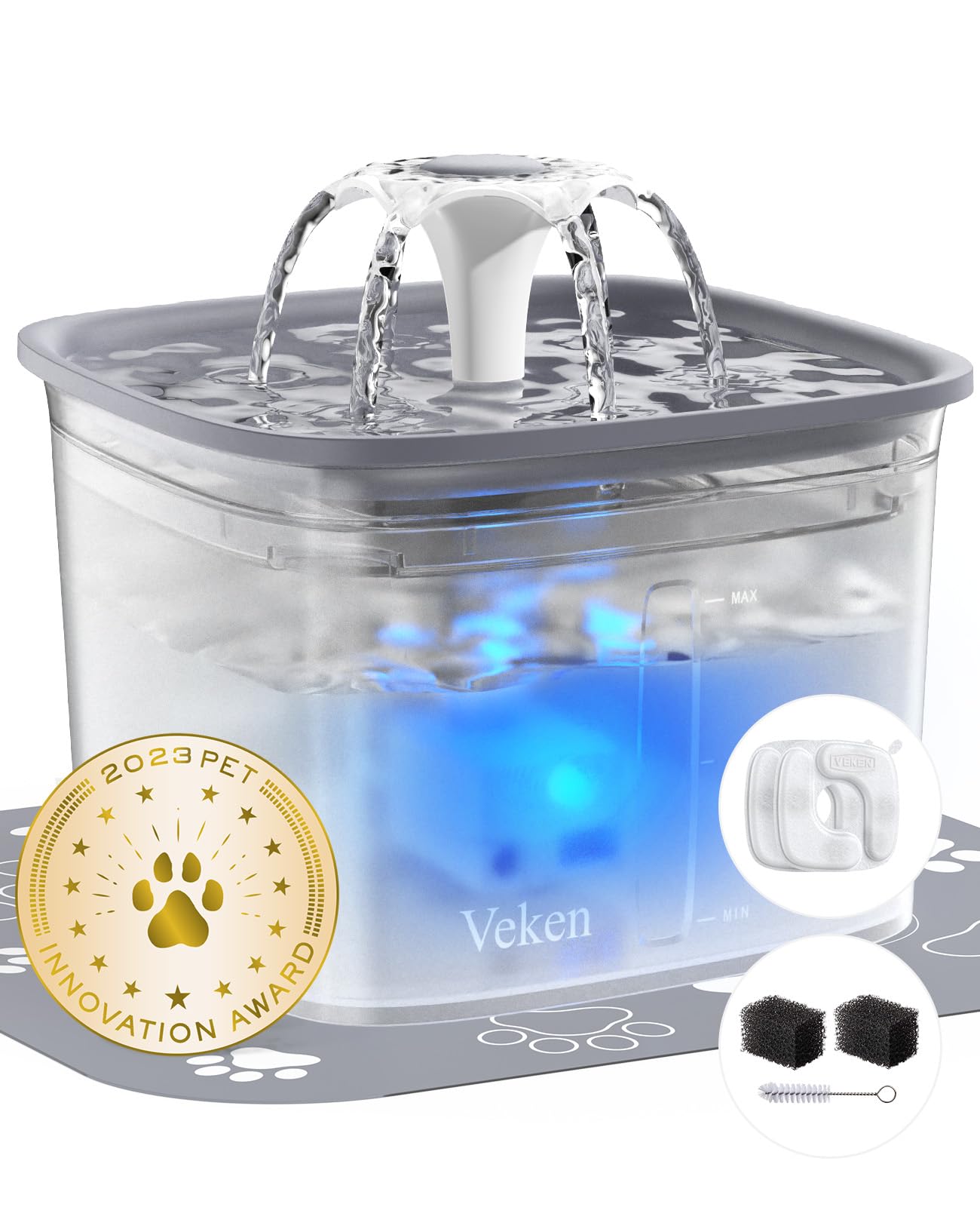 Veken Innovation Award Winner 95oz/2.8L Pet Fountain