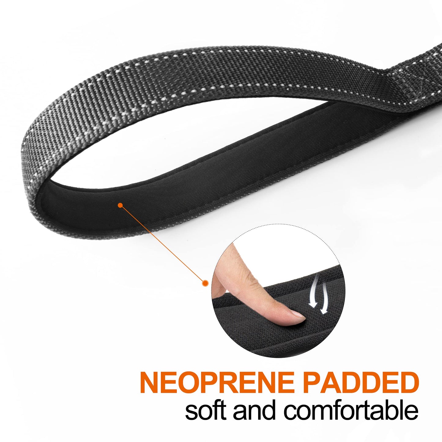 Reflective Dual Handle Dog Leash for Walking Control