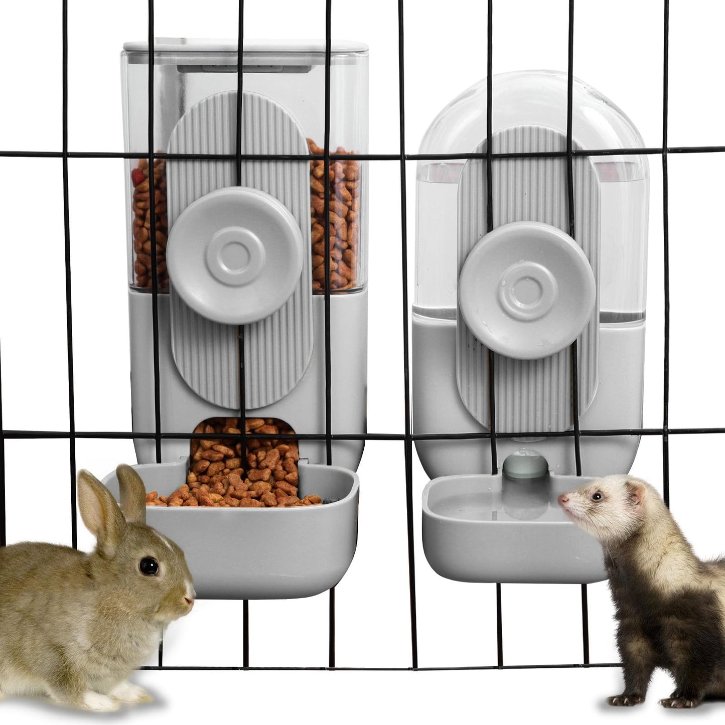 Hanging Gravity Feeder & Water Dispenser Set for Small Pets