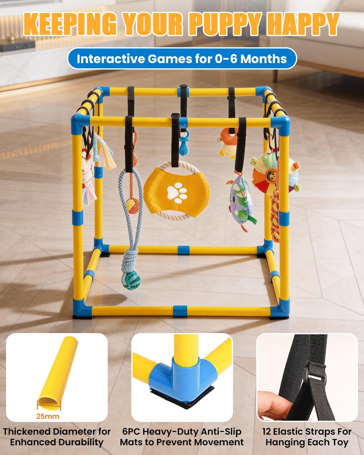 Indoor Pet Play Gym with Hanging Activity Toys