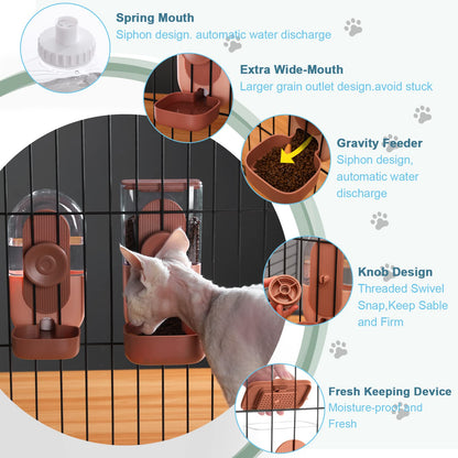 Hanging Gravity Feeder & Water Dispenser Set for Small Pets