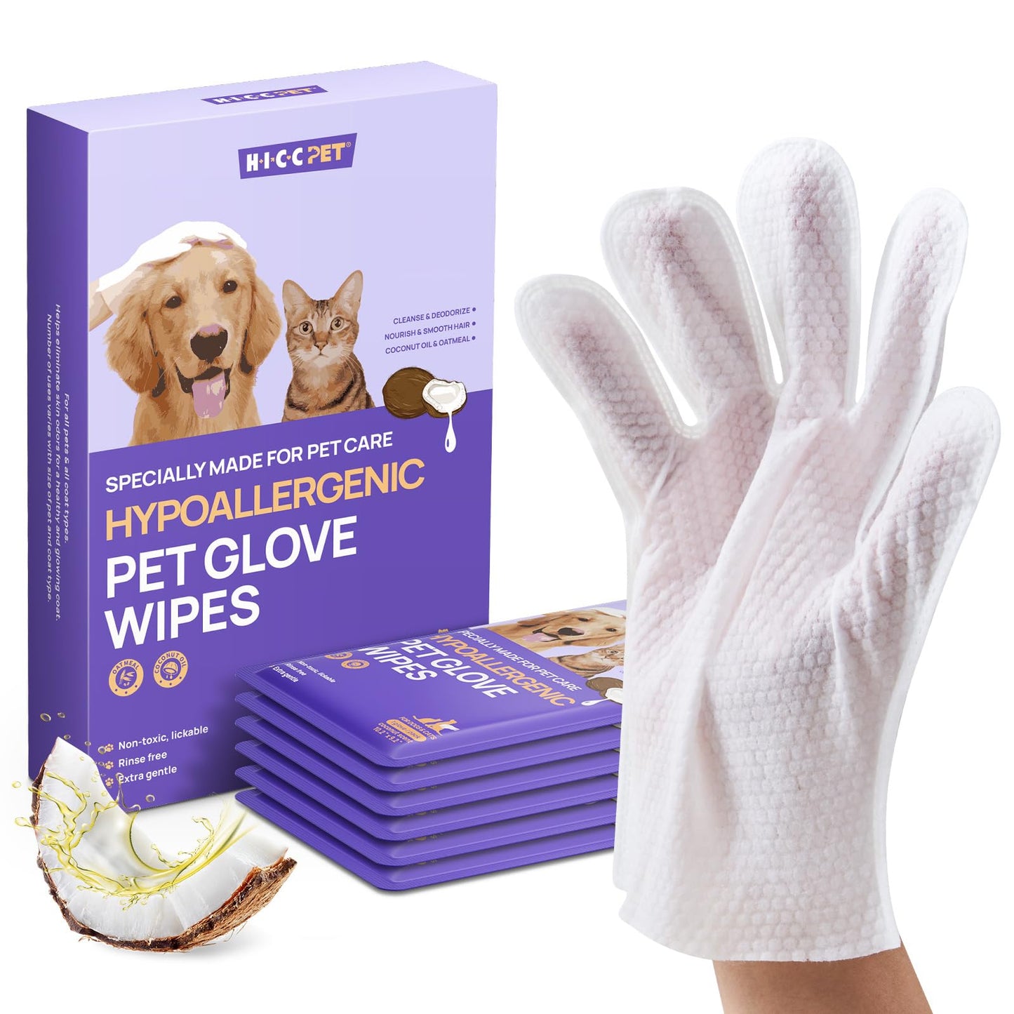 Pet Grooming Glove Wipes for Cleaning & Freshening
