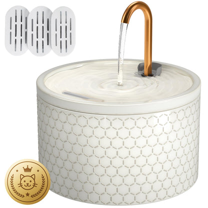 Ceramic Pet Water Fountain with Quiet Pump for Cats & Dogs