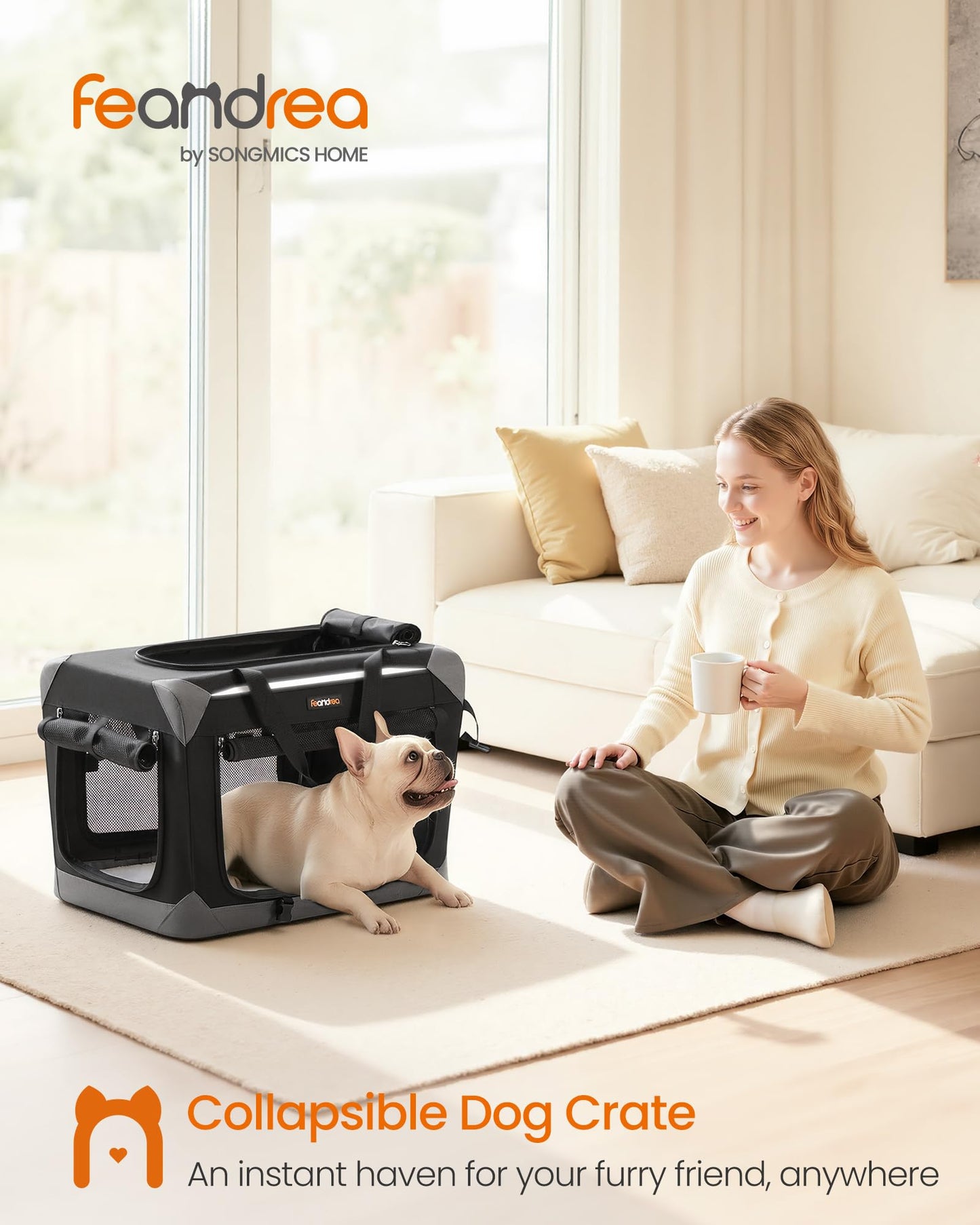 Collapsible Fabric Dog Crate for Travel & Indoor Use