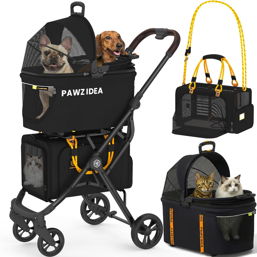 Double Pet Stroller with Detachable Carriers for Small Pets