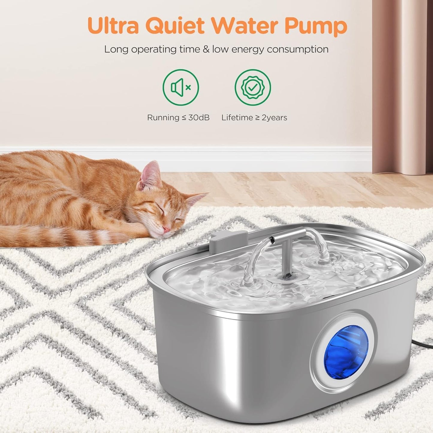 Rellaty Cat Water Fountain Stainless Steel