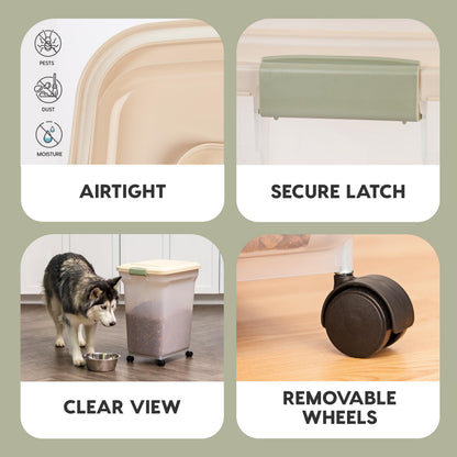 Airtight Pet Food Storage Container with Wheels