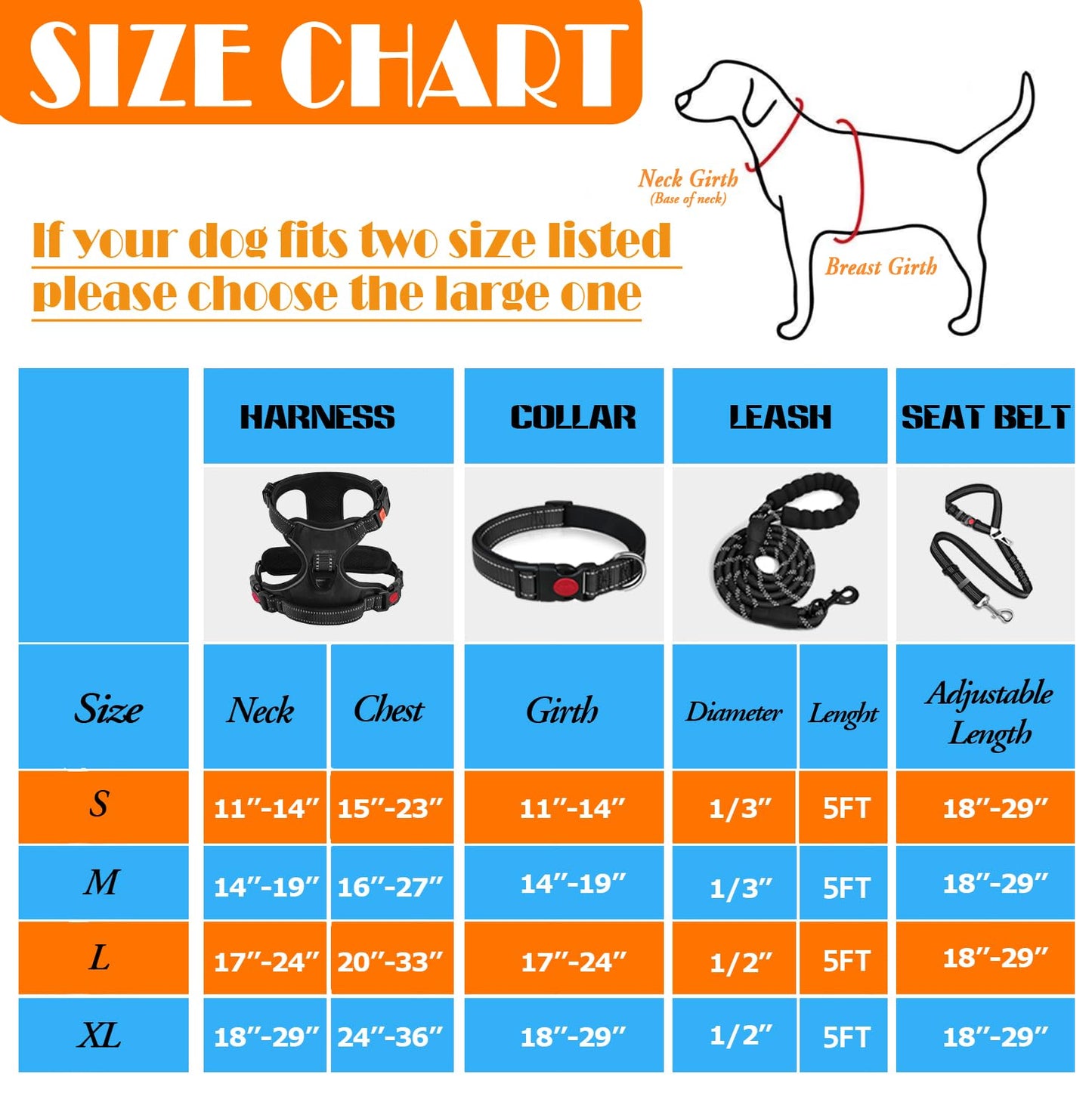 No Pull Dog Harness Set with Leash and Collar