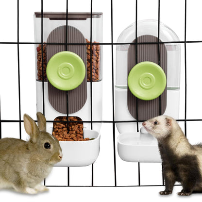 Hanging Gravity Feeder & Water Dispenser Set for Small Pets