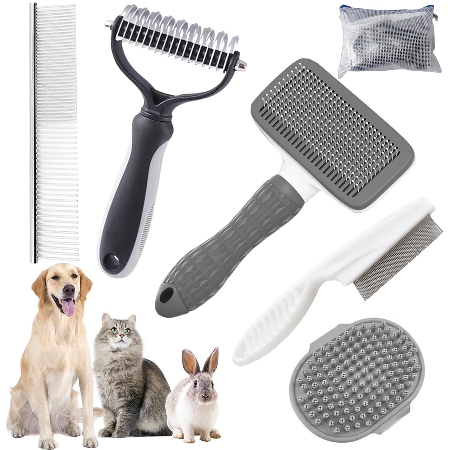 Dog Grooming Brush Kit for Healthy Coats