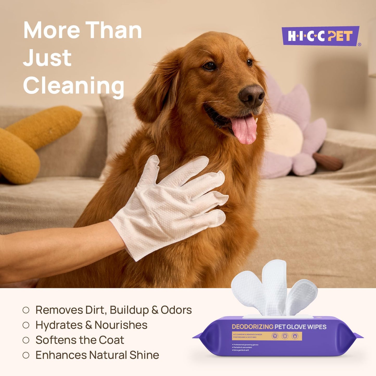 Pet Grooming Glove Wipes for Cleaning & Freshening