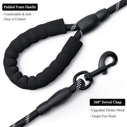 Reflective Rope Dog Leash with Padded Handle