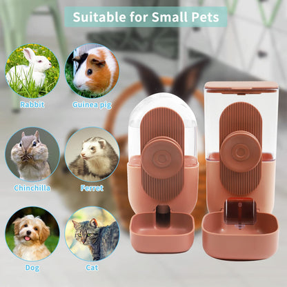 Hanging Gravity Feeder & Water Dispenser Set for Small Pets